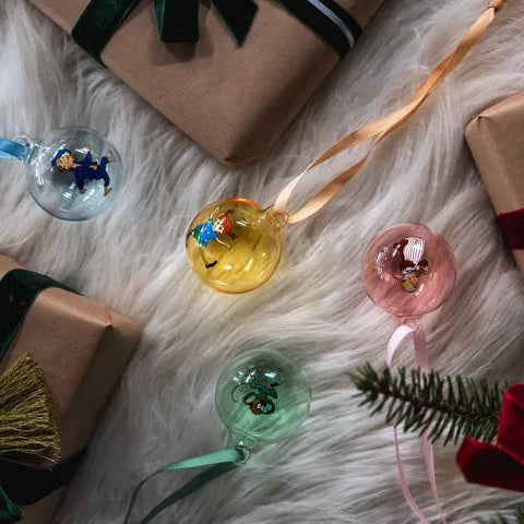 Lína og Emil jólakúlur, 5 cm - 4 í pakka