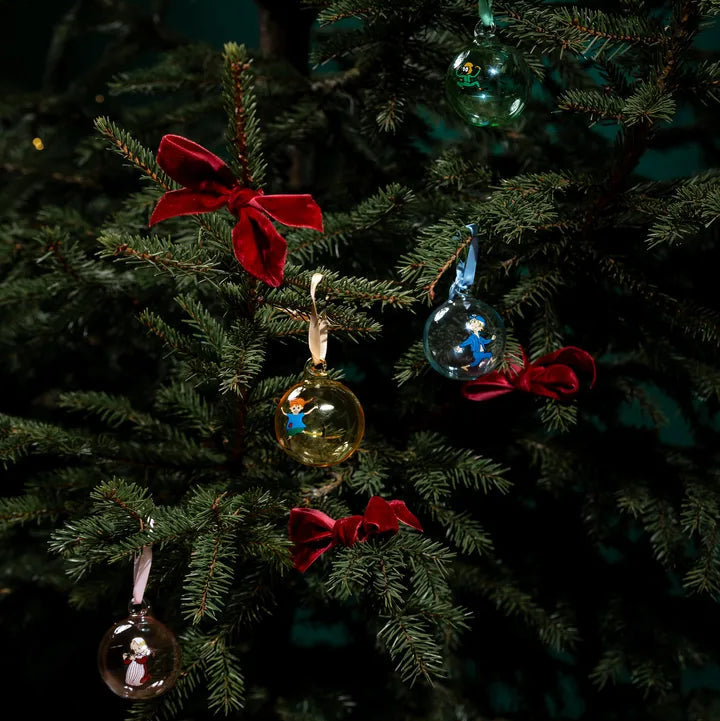 Lína og Emil jólakúlur, 5 cm - 4 í pakka