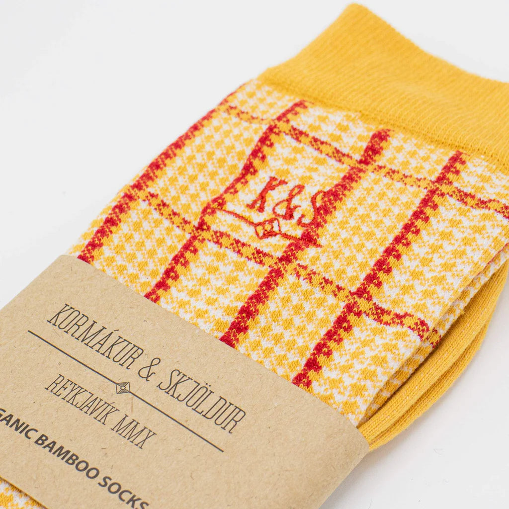 K&S bambussokkar - gulir og rauðir