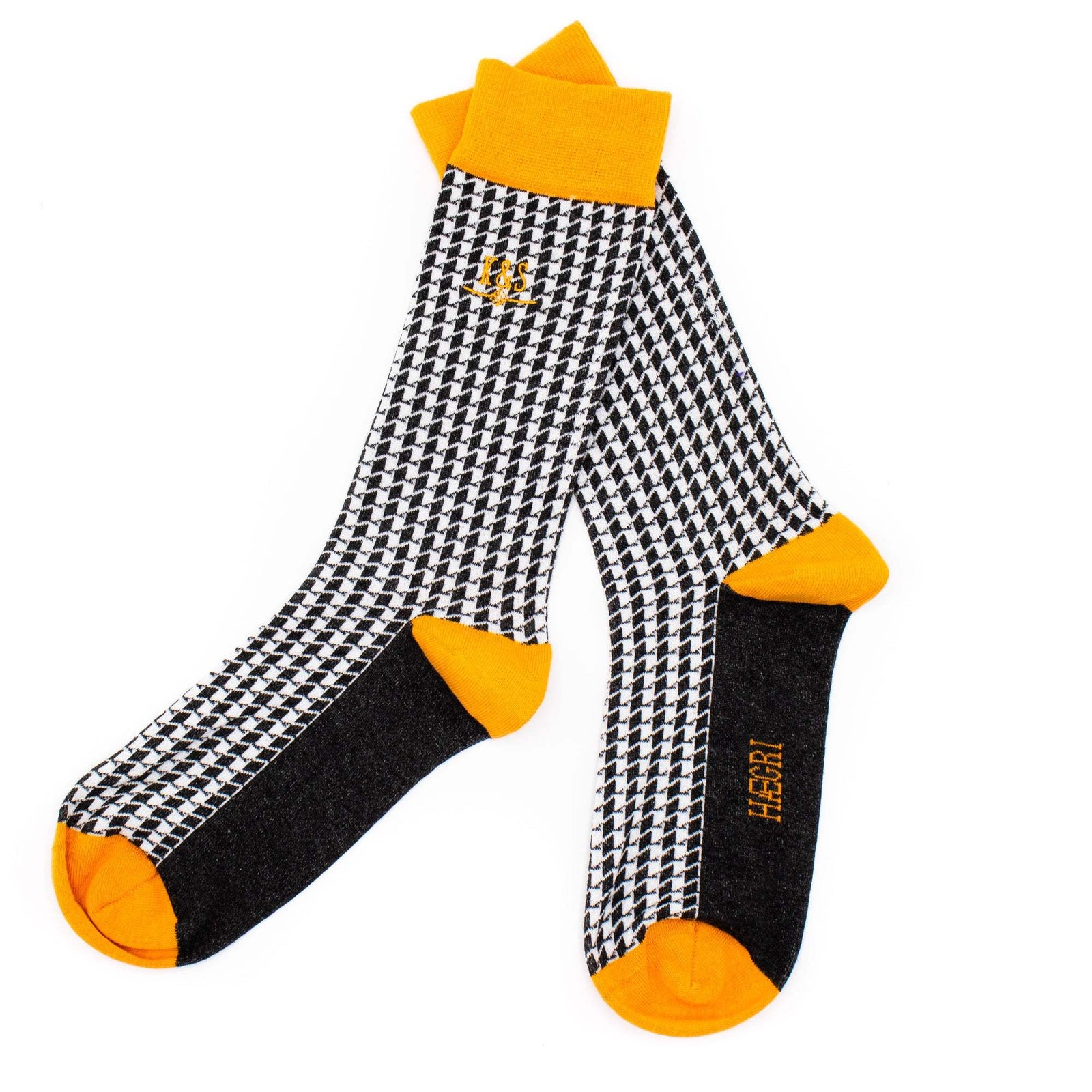 K&S bambussokkar - Houndstooth orange