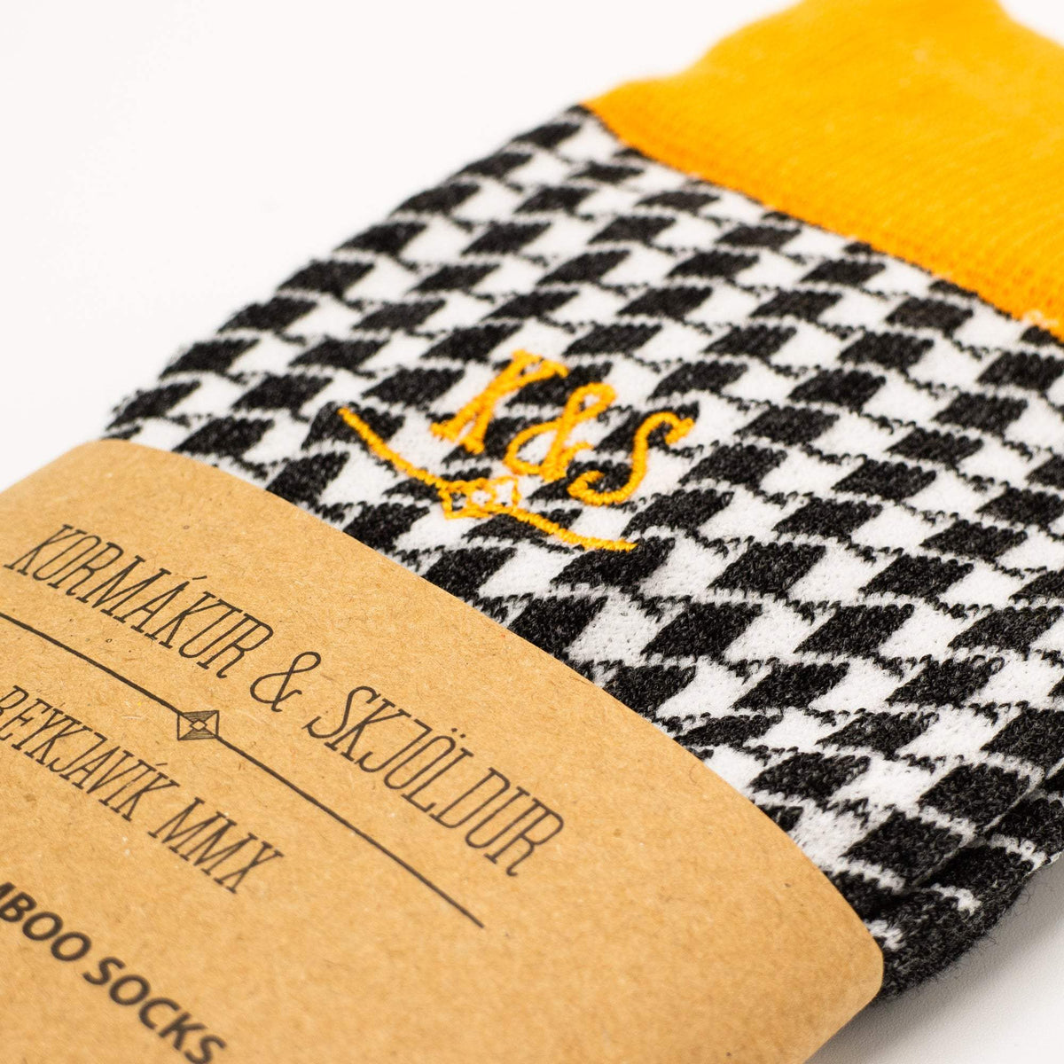 K&S bambussokkar - Houndstooth orange