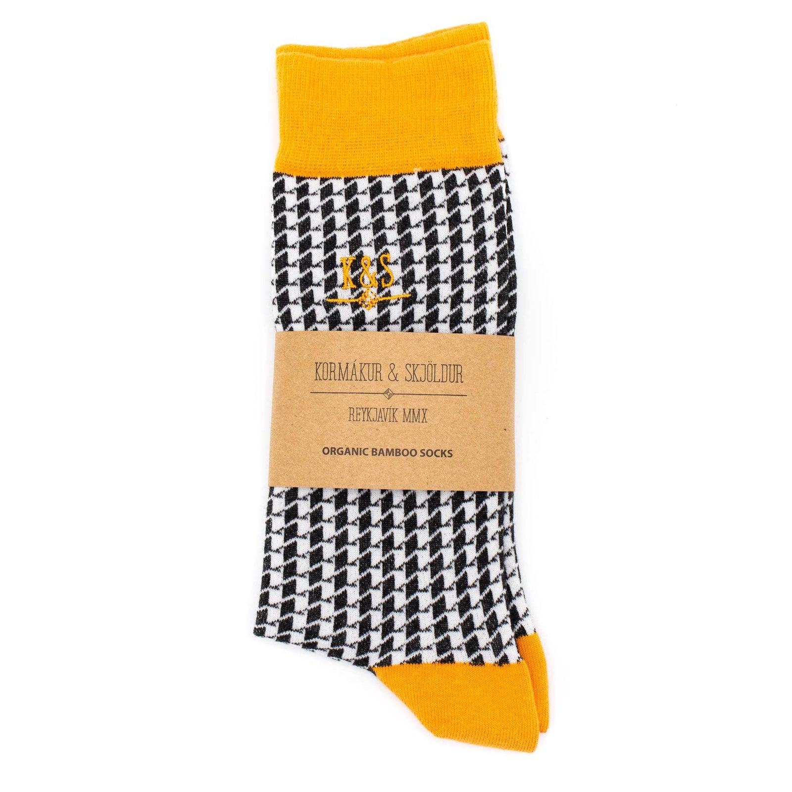 K&S bambussokkar - Houndstooth orange